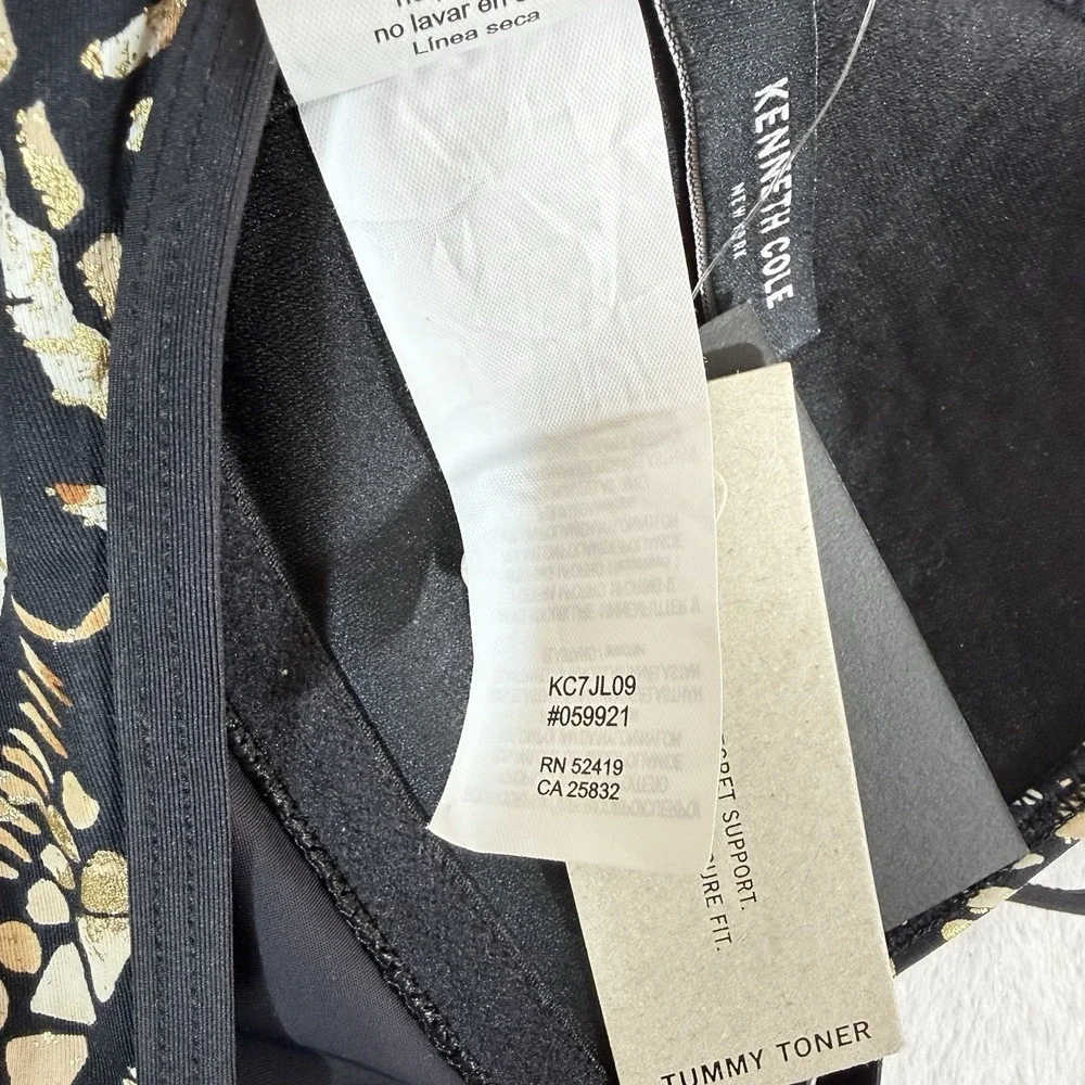 NWT Kenneth Cole Desert Romance Plunging Neck Bathing Suit Halter Size S New